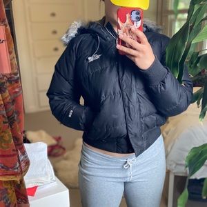 Black Puffer North Face Hooded Jacket